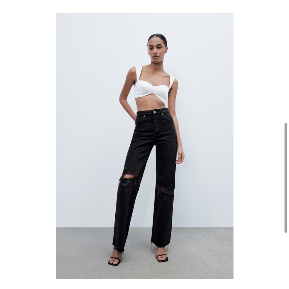 Zara ripped wide leg jeans